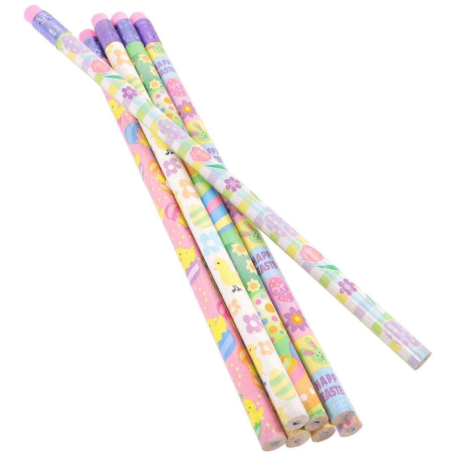 Colored Pattern Easter Pencils for Writing 50Pcs Student Wood Stationery