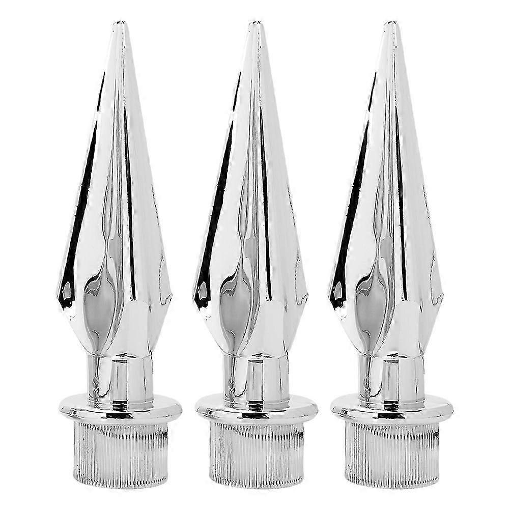 Plastic Flagpole Tip Flagpole Head for Flag 3Pcs Silver Decorative Caps