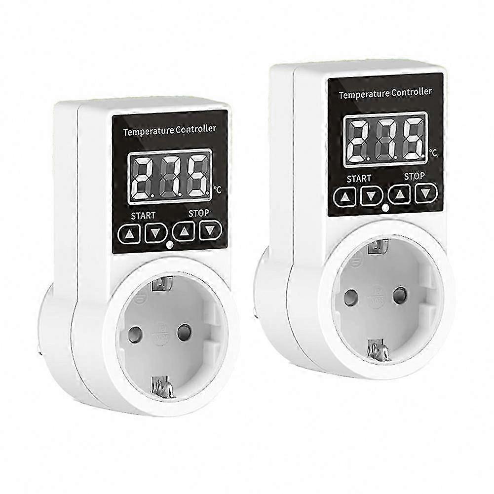 2-Pack Temperature Control Socket with Sensor, Waterproof Digital Thermostat EU Plug