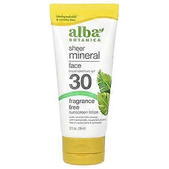 Alba Botanica, Sheer Mineral Face Sunscreen Lotion, SPF 30, Fragrance Free, 2 fl oz (59 ml), 2-Pack