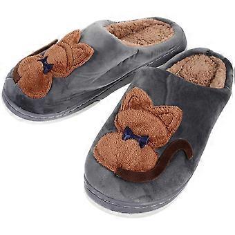 Men Cartoon Slippers Rabbit Shape Slippers Plush Warm Cotton Slip-on Semi-enclosed Shoes Gift for Adults (Size 42-43 Coffee)