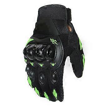 Motorcycle Gloves Hard Knuckle Powersports Racing Full Finger Anti Slip Gloves for Outdoor Sports Green XL