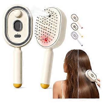 Escova de cabelo elétrica com spray, massagem vibratória e terapia de luz vermelha, desembaraçadora com almofada de ar para mulheres.
