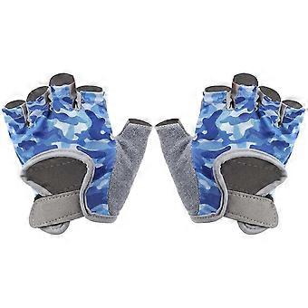 NonSlip Blue Half Finger Cycling Children's Gloves Fitness Riding Protective Equipment(XXS ) LS