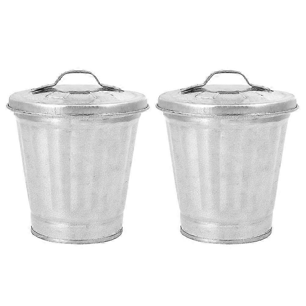 2pcs Multifunctional Household Mini Desktop Pen Holder Small Trash Can Case