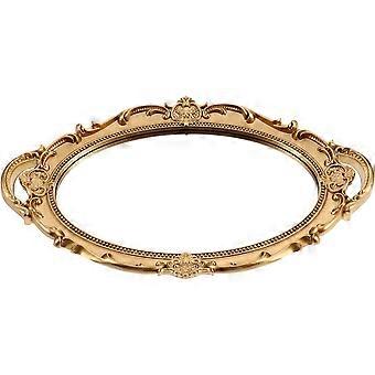 Baroque Style Wall Mounted Mirror Vintage Decorative Mirror Tray Makeup And Vanity Tray Jewelry Dish Ring Holder For Corridor Wall Decor