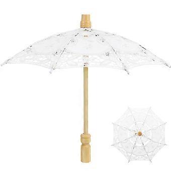 White Lace Umbrella Wedding Bride Lace Parasol for Decoration 10Pcs