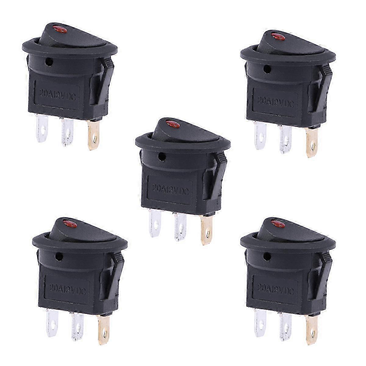 Round Reset Switch 5Pcs 12V 3-Pin on Off Push Button for Motorcycle
