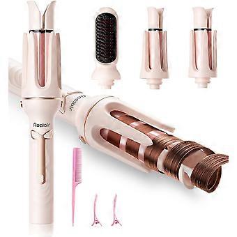 Auto Hair Curler, 3-in-1 Automatic Curling Iron & Brush Set, 1" & 1.25" Interchangeable Rotating Barrels, Anti-Scald & Anti-Tangle Wand for Hair Styl