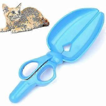 Lot de 4 pelles à déjections canines et chats, type ciseaux, pour le nettoyage des excréments d'animaux (bleu)