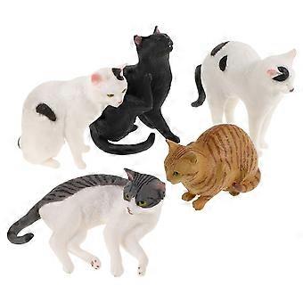 5Pcs Realistic Cat Figurines Toy Set Made of PVC for Home Use