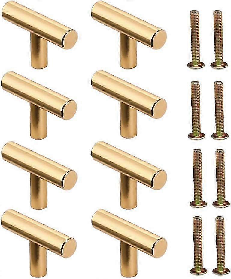 Drawer Door Handle 8 Pieces Single Round Hole Drawer Knobs Handles(Golden, 50mm