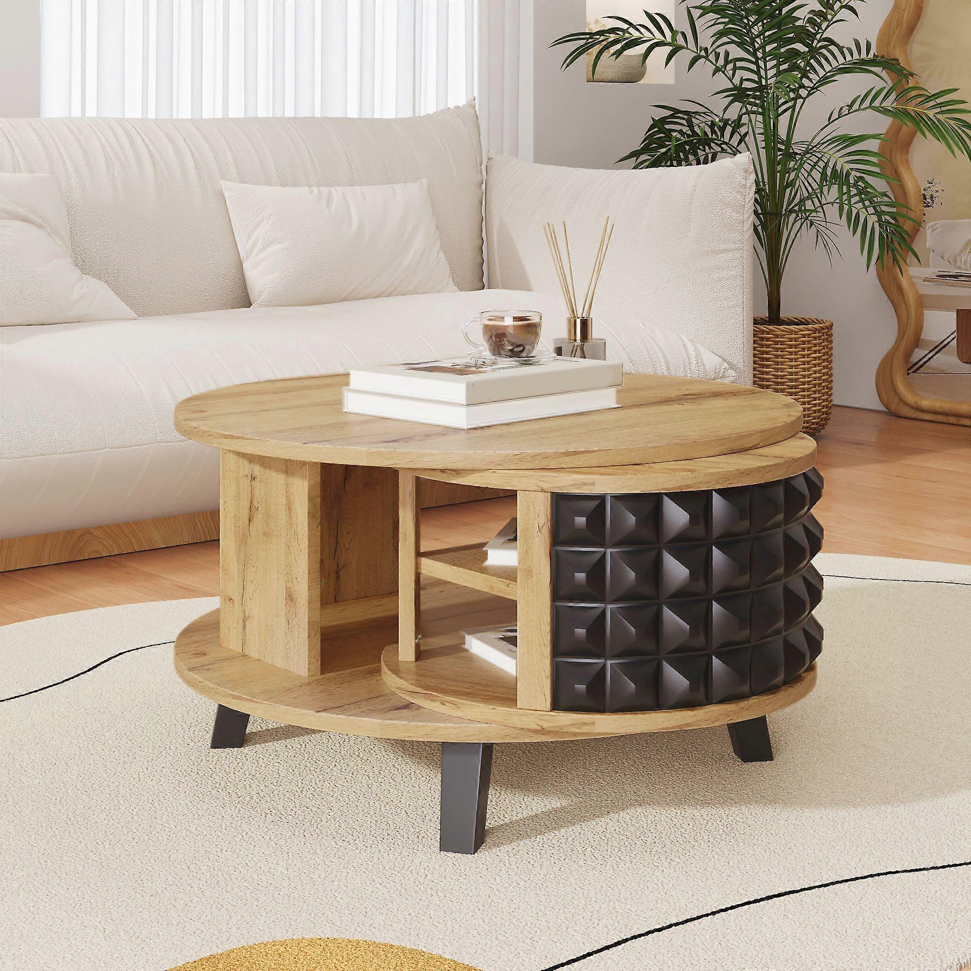 Coffee table, swivel table, side table with hidden internal storage