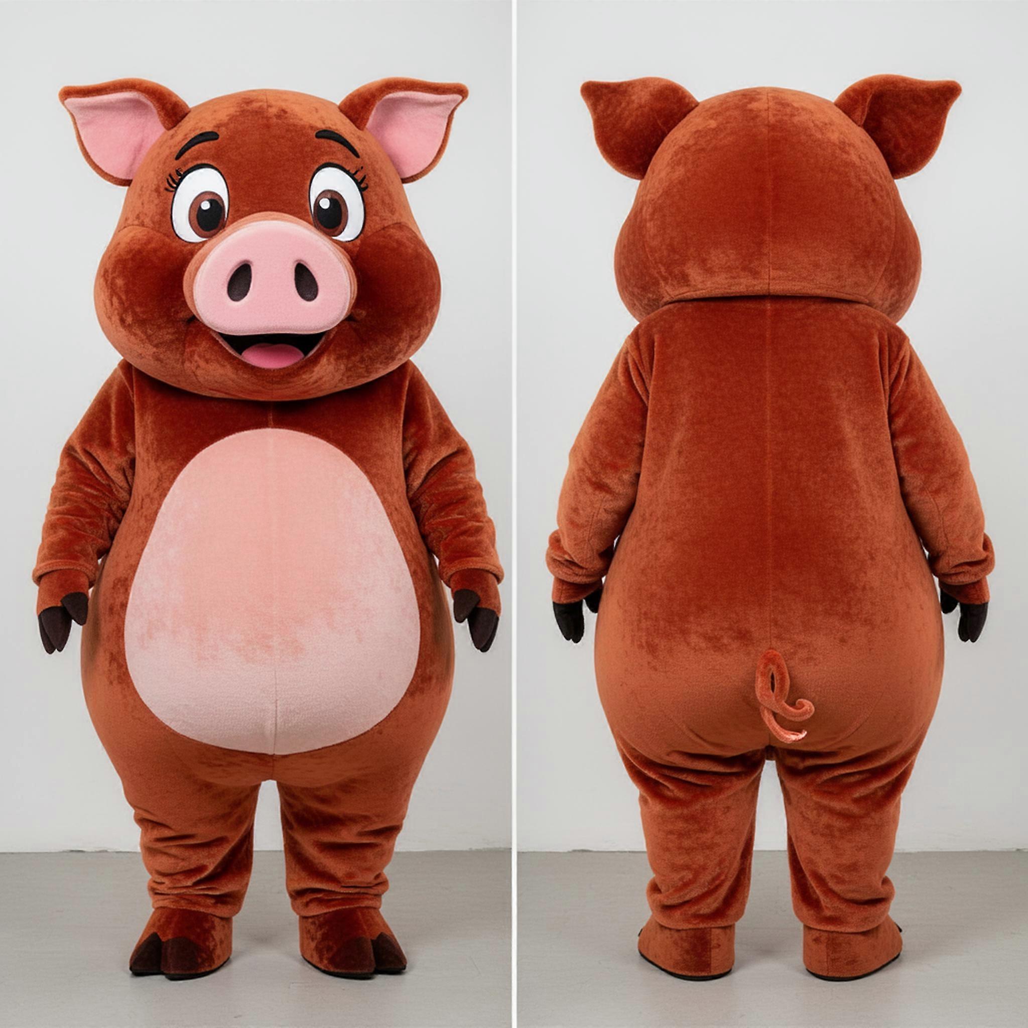 MASTICOT Rust Orange Chubby Sow Mascot