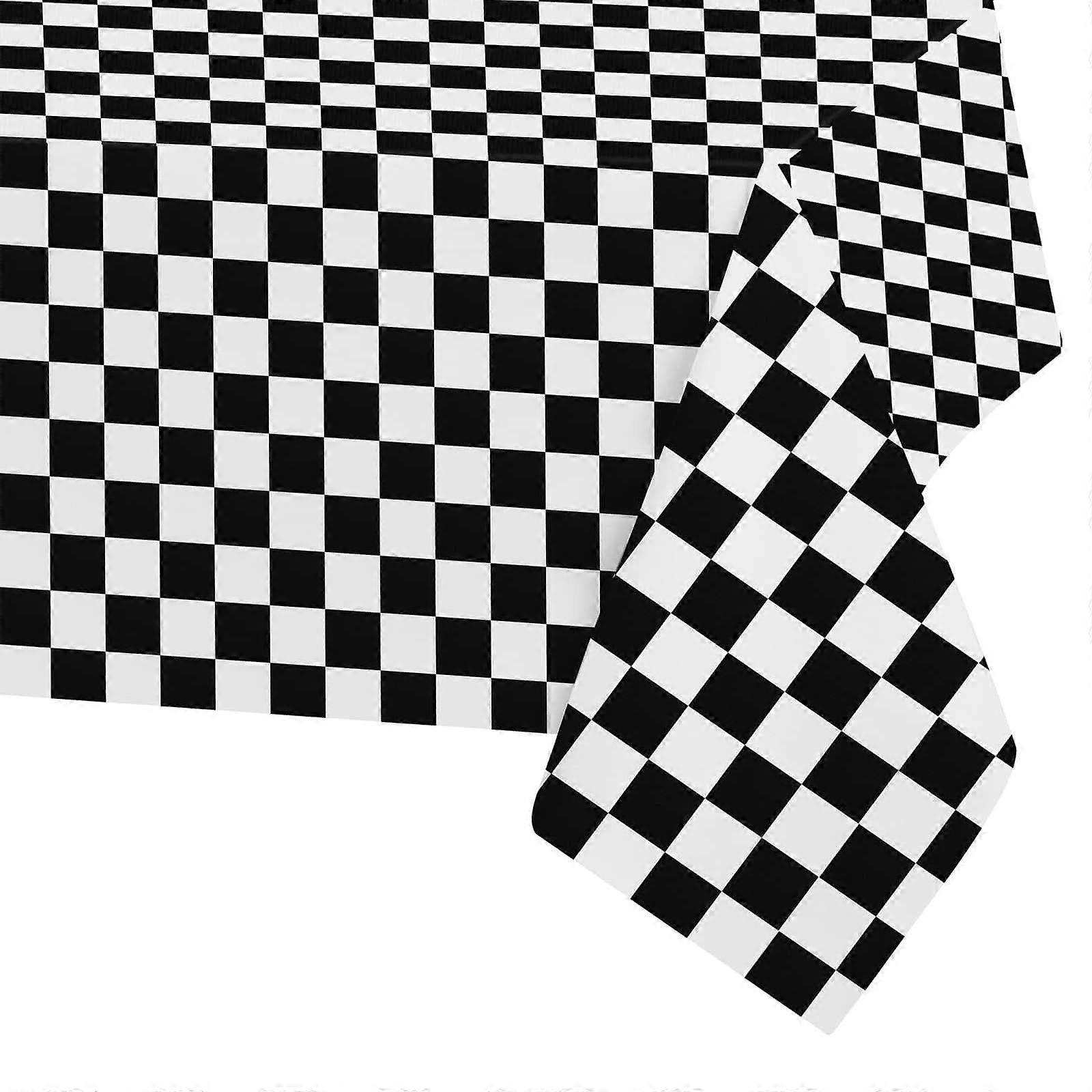 137274cm Disposable Checkered Flag Black Table Cloth Table
