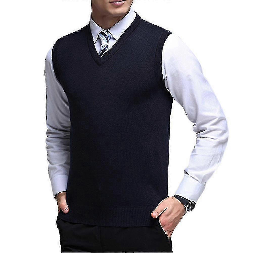 Herren Casual Classic Herbst V-Ausschnitt Solid Gestrickte Pullover Weste