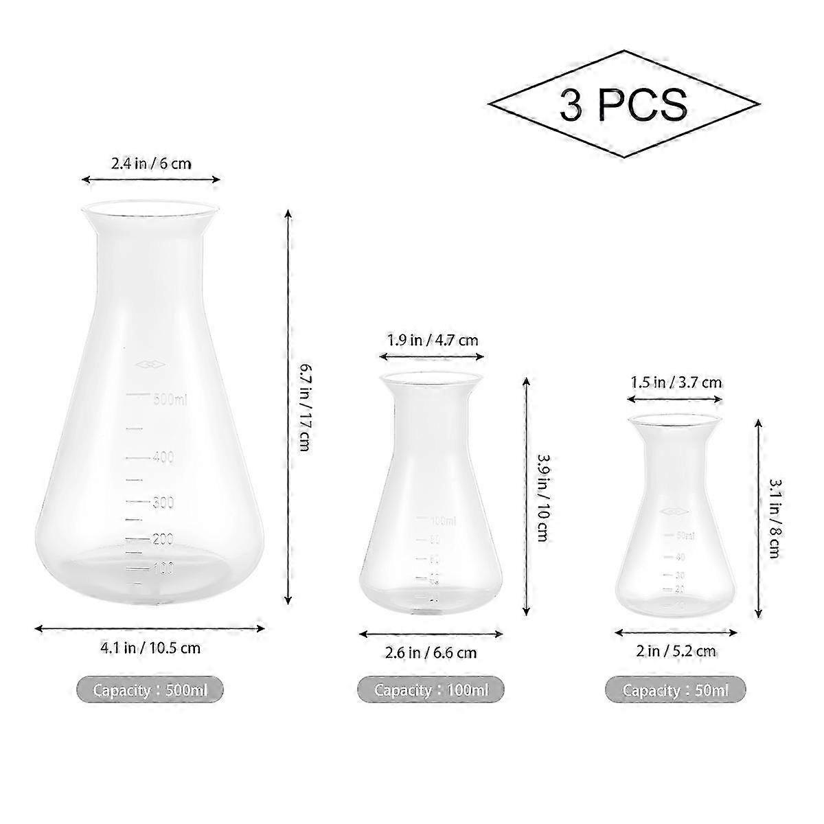 Plastic Flask Conical Flask for Storage Use Hemobllo 3Pcs Laboratory Set