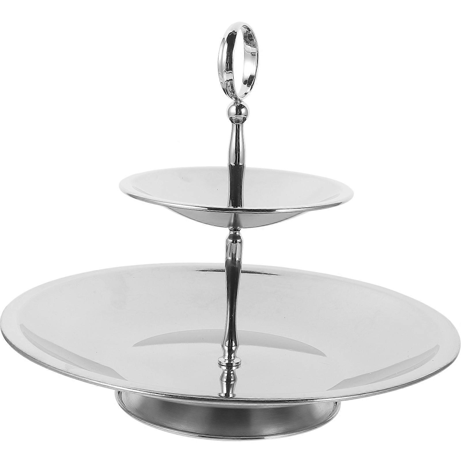 Multi-Layer Fruit Tray Silver Stainless Steel Snacks Serving Stand for Storage