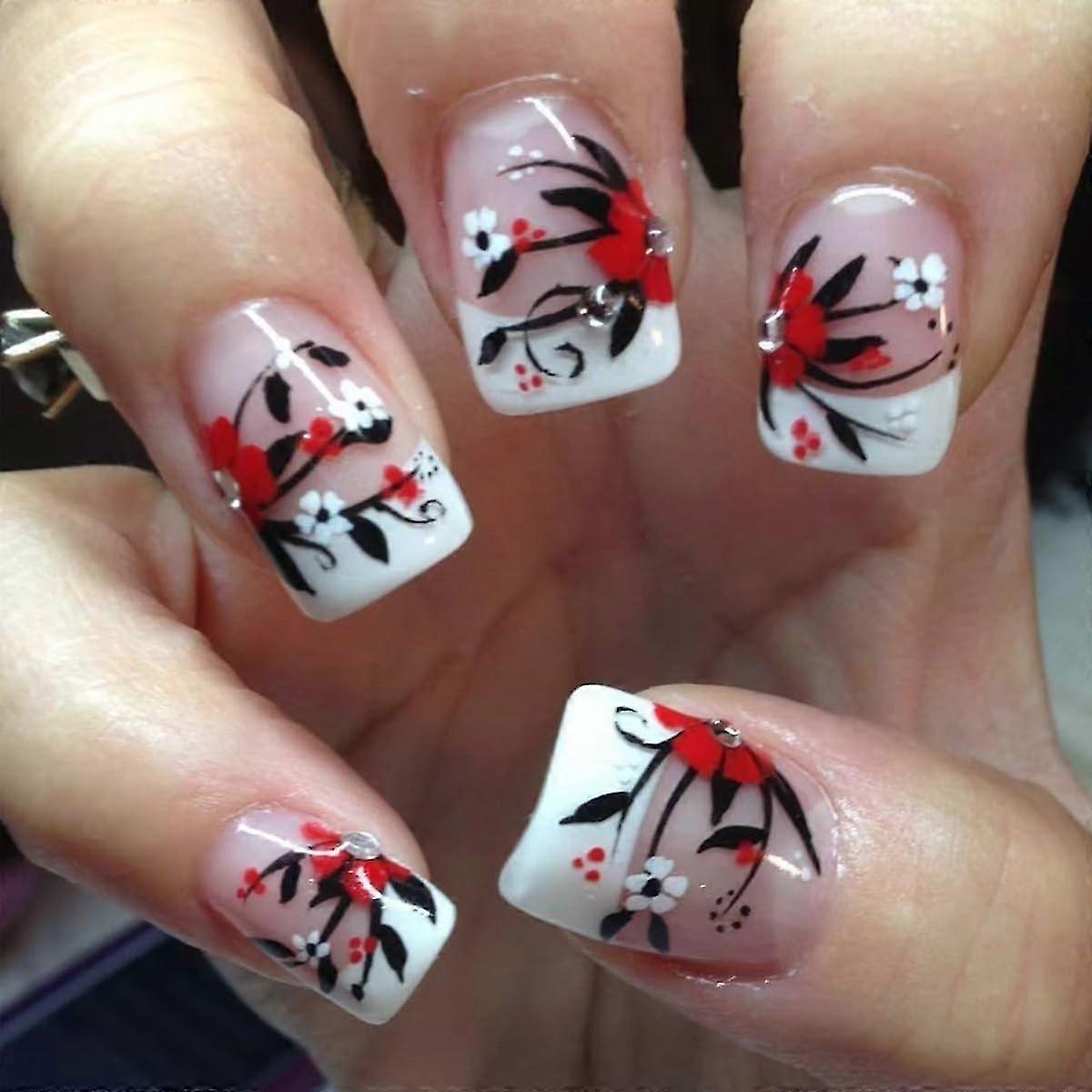 Short White Square Press On Nails