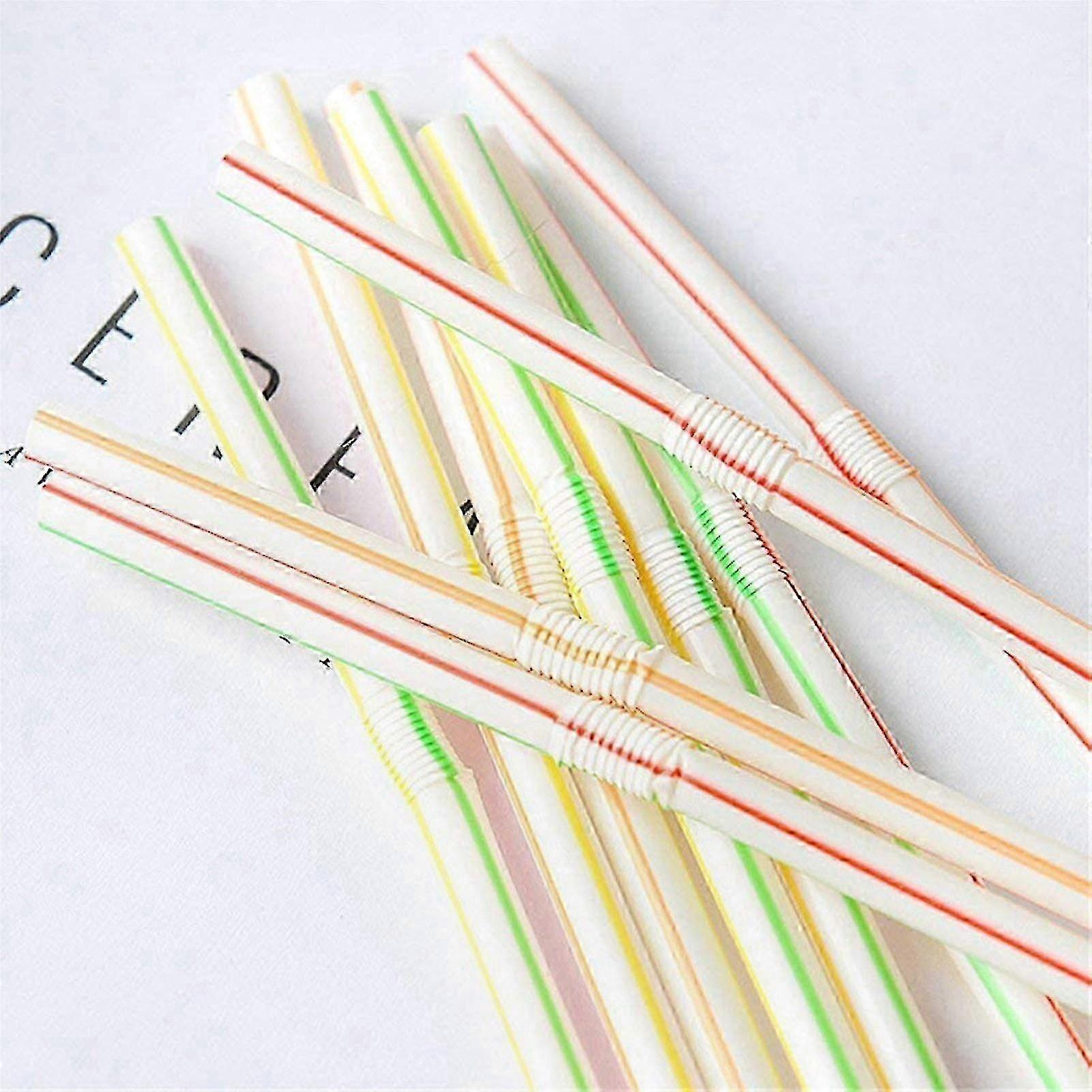 Bendable Striped 8-Inch PP Straws