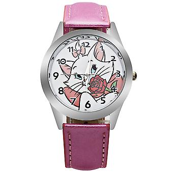 Veeki Children's cartoon cat watch, quartz watch boy girl belt watch, best gift for kidspink