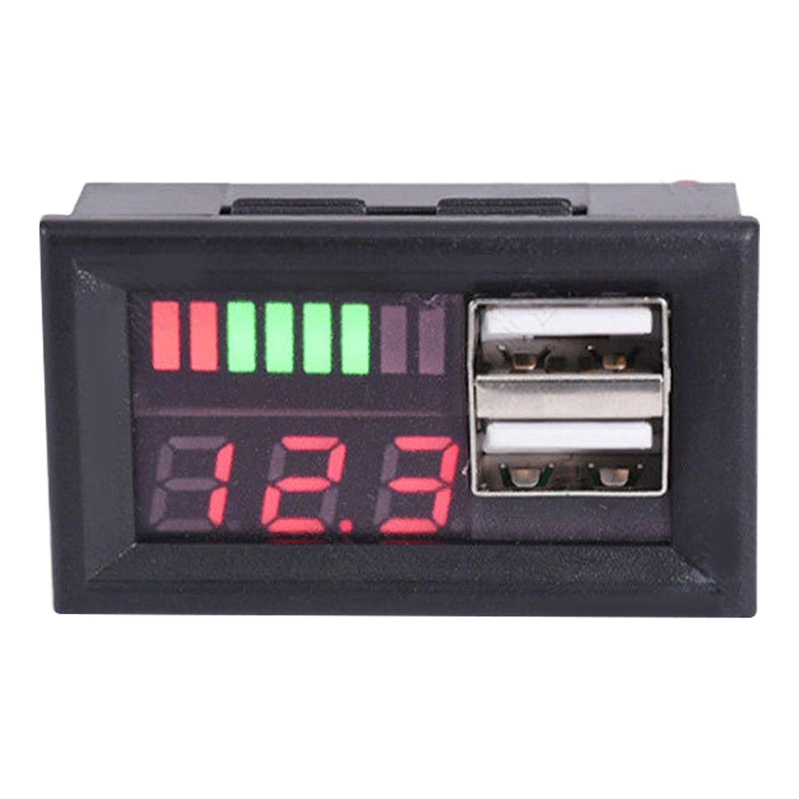USB 5V 2.4A Car Voltmeter Voltage Meter Panel 12V-24V 3S-7S Battery Indicator