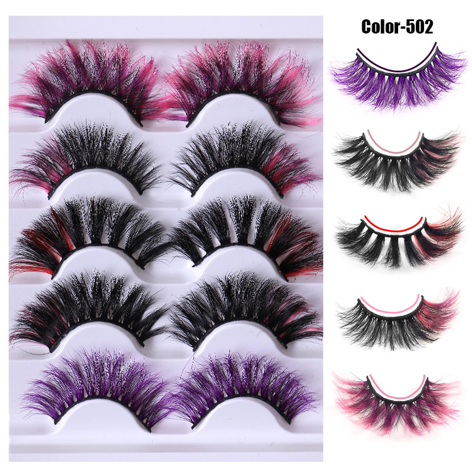 5 Pairs Mixed Color Eyelashes 8d Dense Curl Dramatic Volume Devil Princess Cosplay Makeup