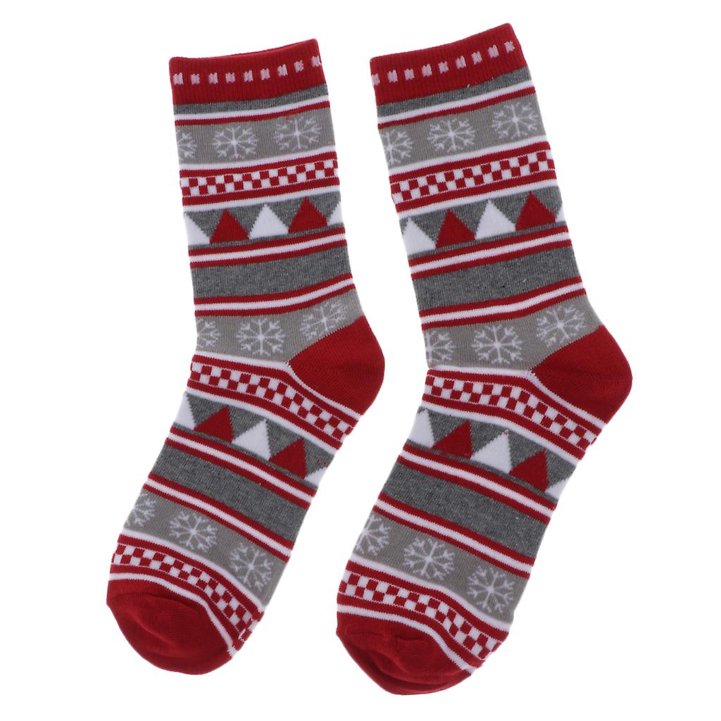Christmas Holiday Casual Socks Cotton Crew Socks Triangular Snowflake