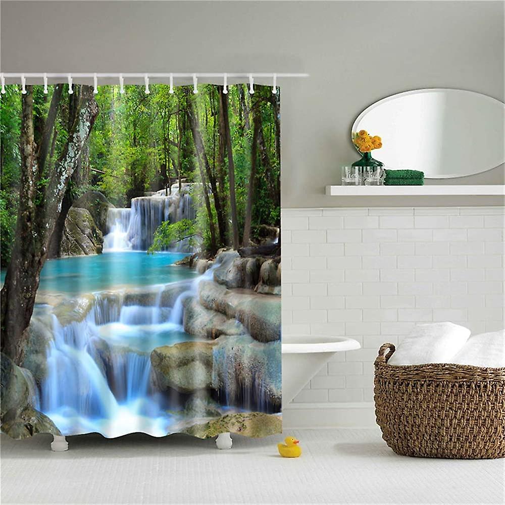 Shower Curtain waterproof 100% Polyester  with Hooks