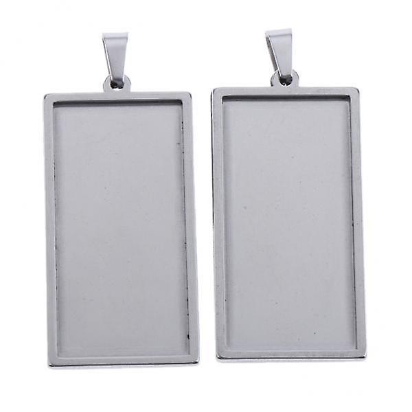 3x2Pcs Rectangular Blank Bezel Tray Base Square Necklace Pendants 18.8x37.8mm