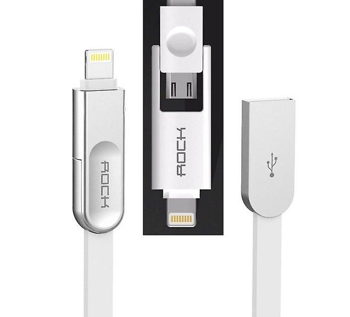 ROCK CobbleStone 2in1 Carga/Sincronización Cable Plano iPhone Android 2.1 A