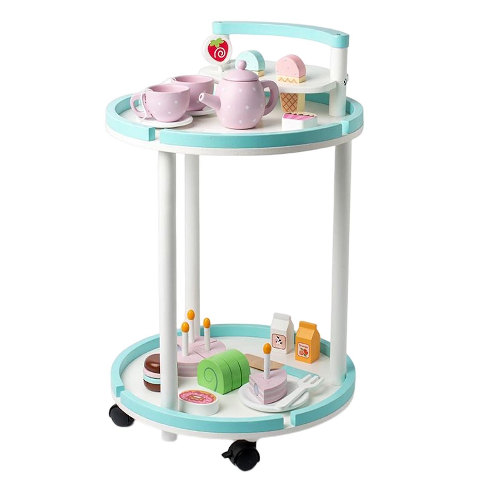 Simulation Dessert Cart Interactive Toys with Universal Wheels for Preschool