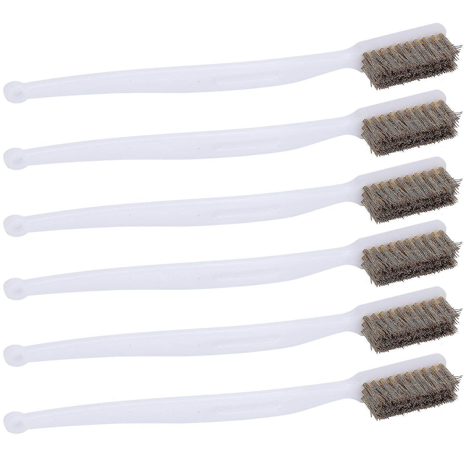 6pcs Printer Cleaning Steel Wire Brush Plastic Handle Rust Removal Wire Brush Accessory