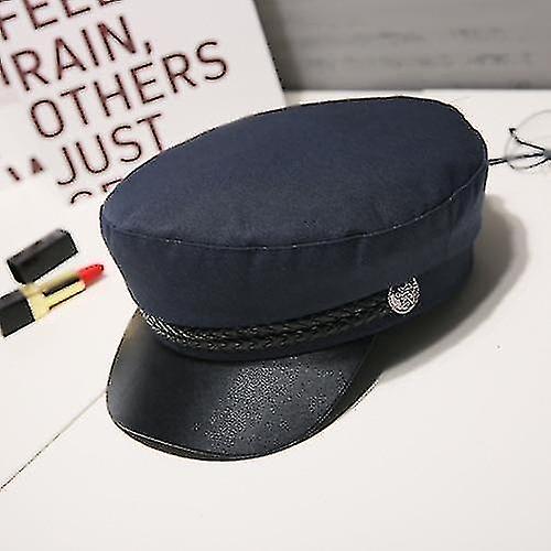 Hats Military Autumn Sailor Leather Hats Men Captain Cap Navy