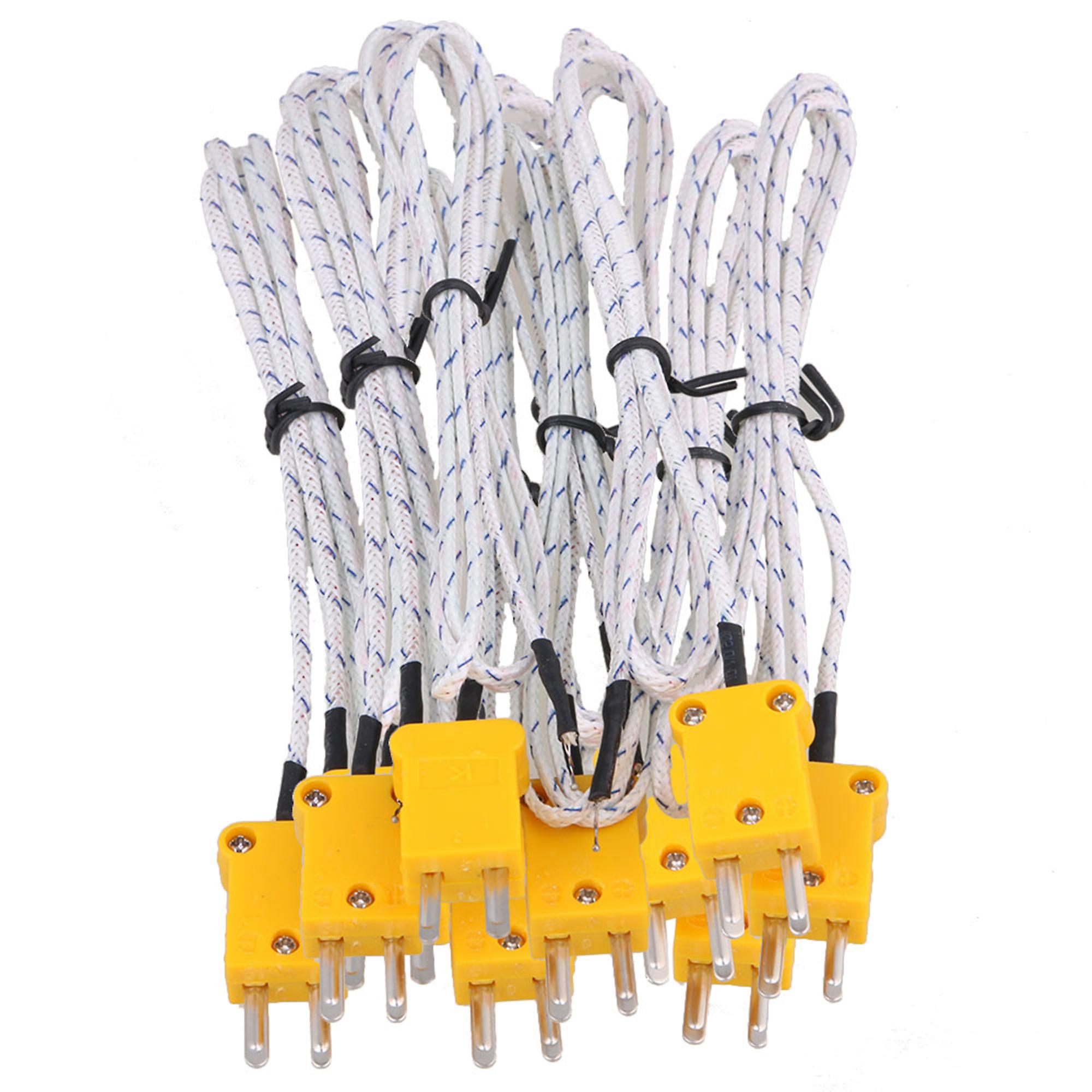 10 x Thermocouple Probe Sensors 1 Meter K Type Mini-Connector Fiberglass Cable