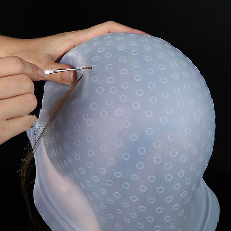 Reusable Silicone Dye Hat Cap for Hair Color Highlighting Hairdressing with Needle