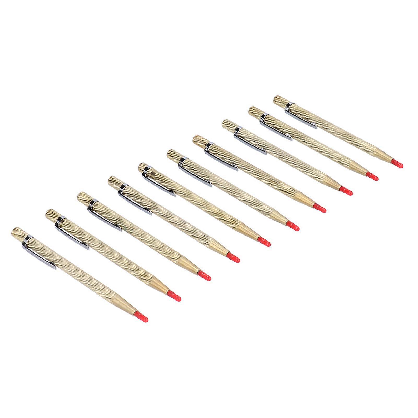 10Pcs Aluminum Etching Pens Tungsten Carbide Tip Scriber Marking Tool for Ceramics Glass MetalGold