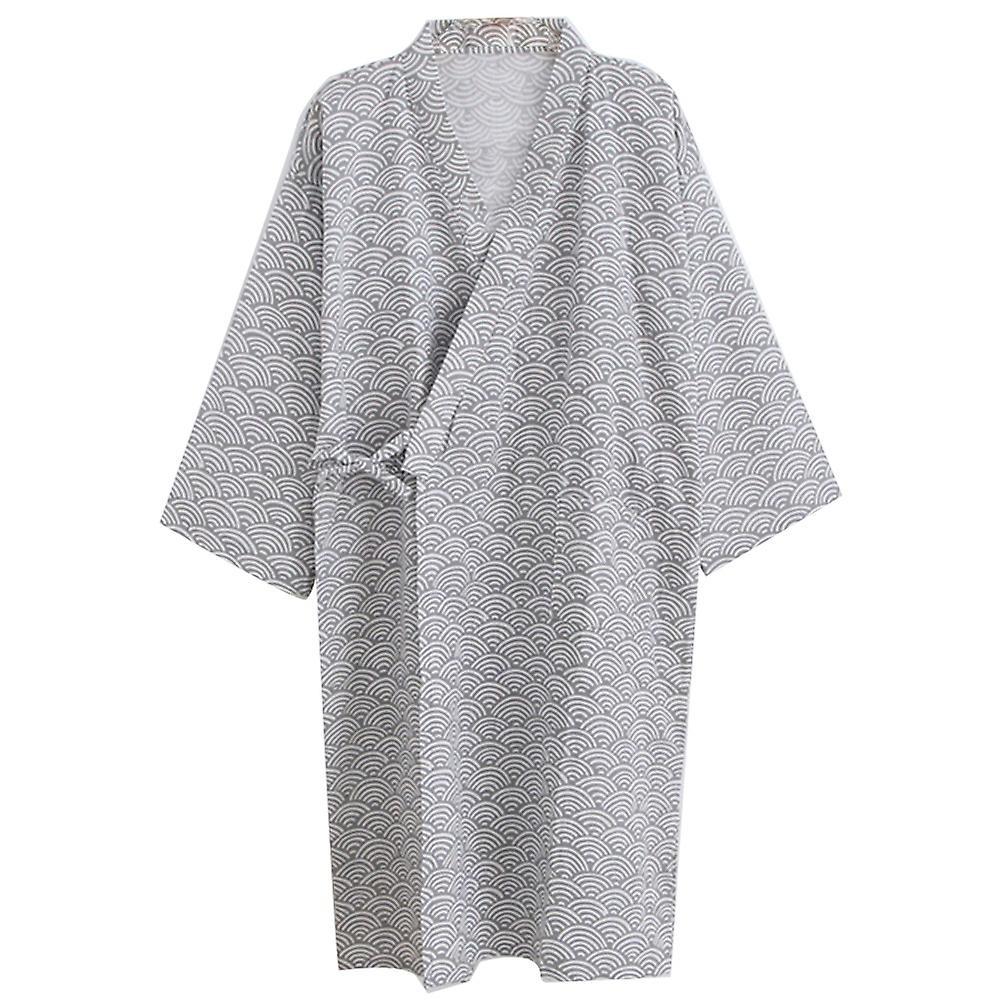 Män Mode Utskrift Kimono Robe Nattkläder Nattlinne Lös Halvlång Badrock