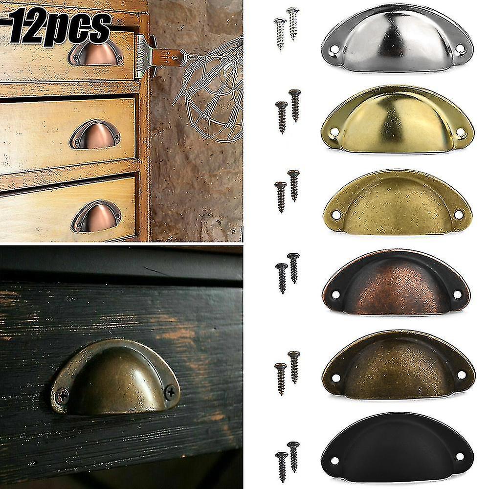6/12pcs Retro Shell Cup Pull Handles Home Kitchen Door Cupboard Cabinet Furniture Drawer Knobs-hy