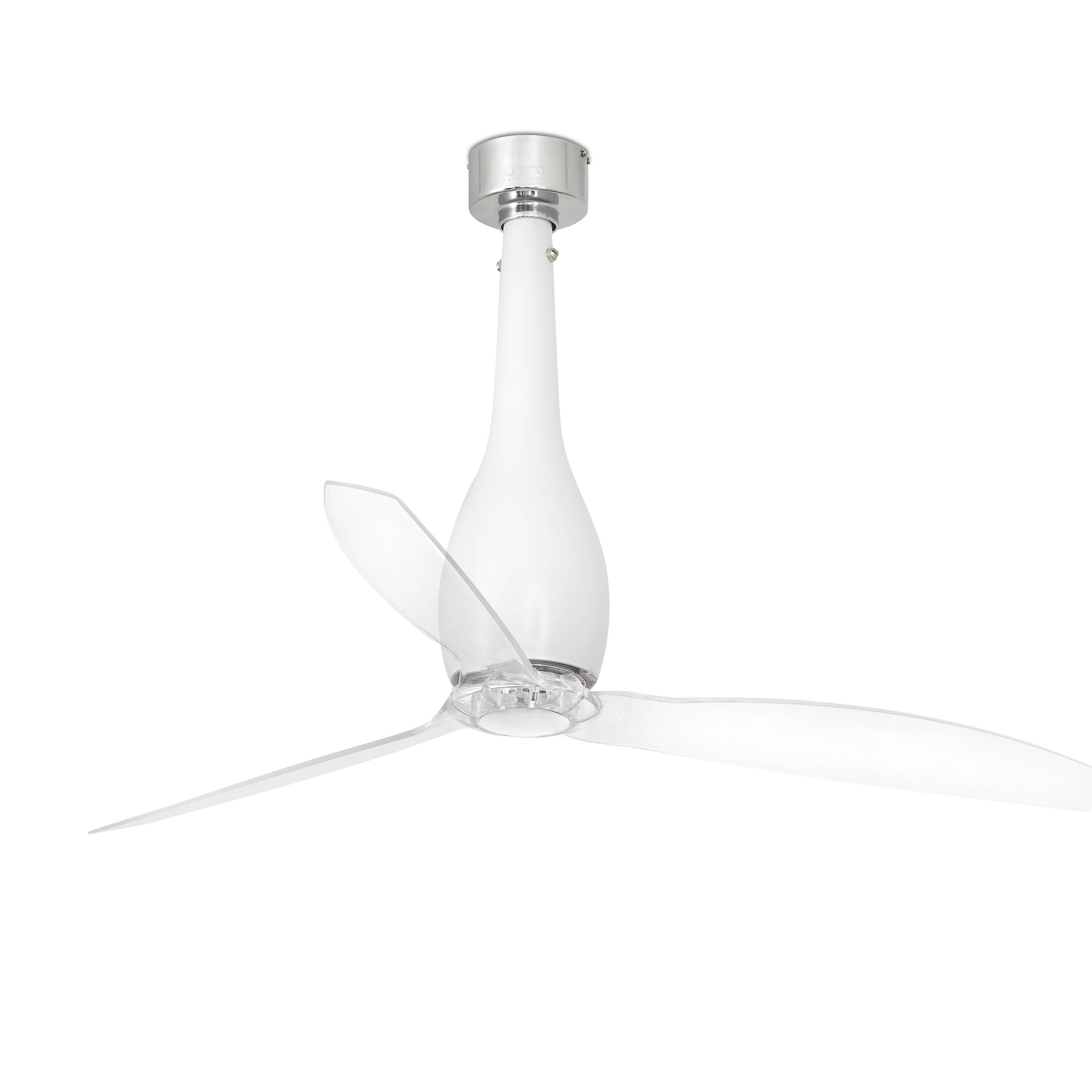 Eterfan Medium Ceiling Fan Matt White, Clear - Optional LED Light Sold Separately