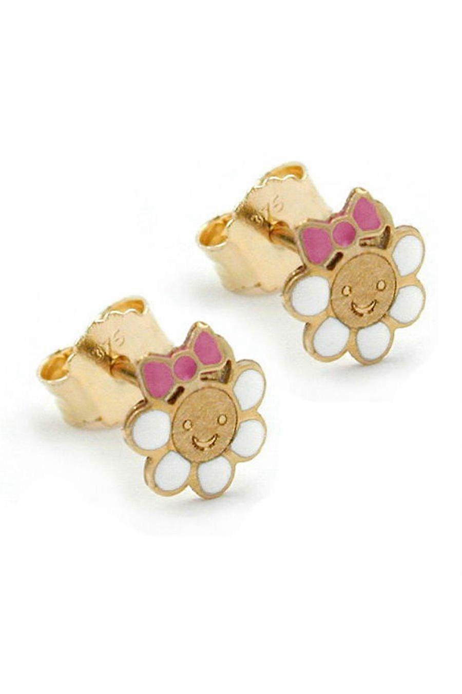 Earring Stud Flower Multicolored 9k Gold - Gl431019
