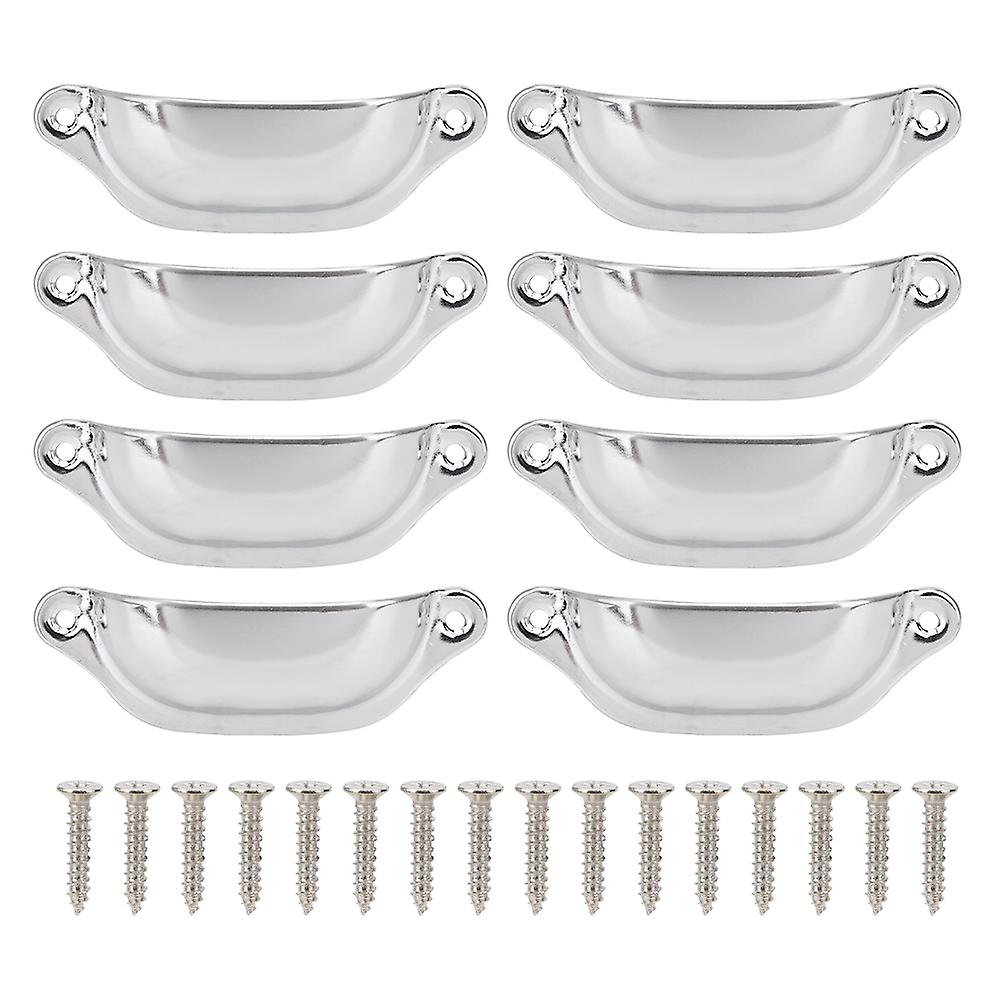 Antique Pull Shell Handle Semicircular Chinese Style Furniture Pulls for Medicine Chest Bookcase Cabinet Drawer(Silver )