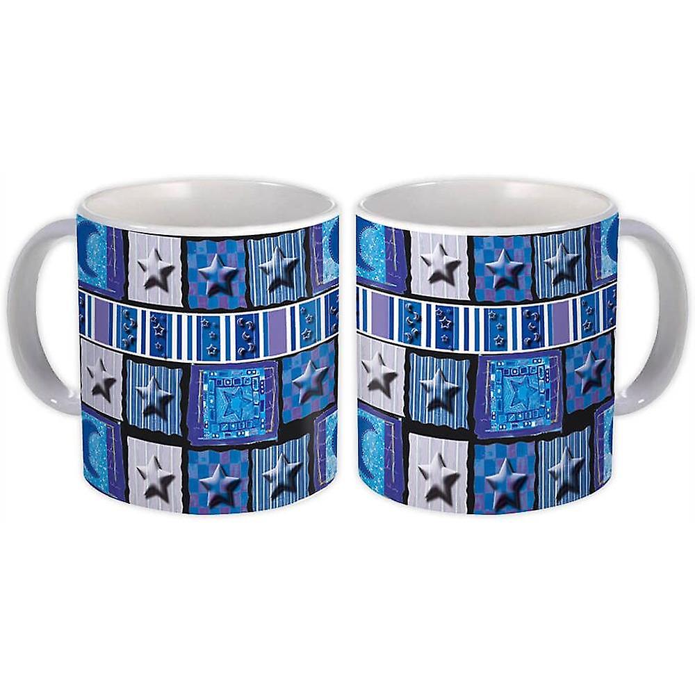 Gift Mug: Patchwork Star Pattern Moon