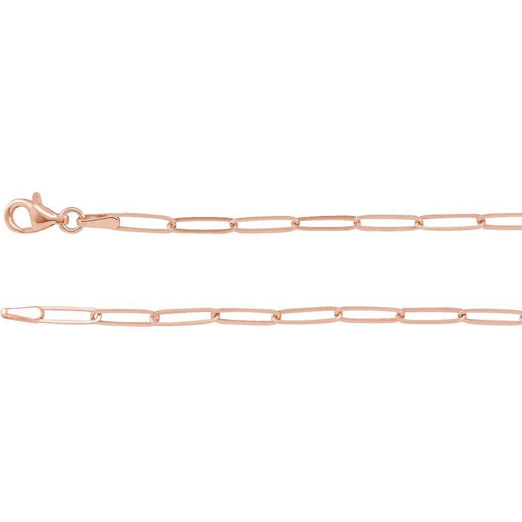 14Kローズゴールド7インチポリッシュ細長いリンクブレスレット、女性用ロブスタークラスプリンクブレスレット付き
