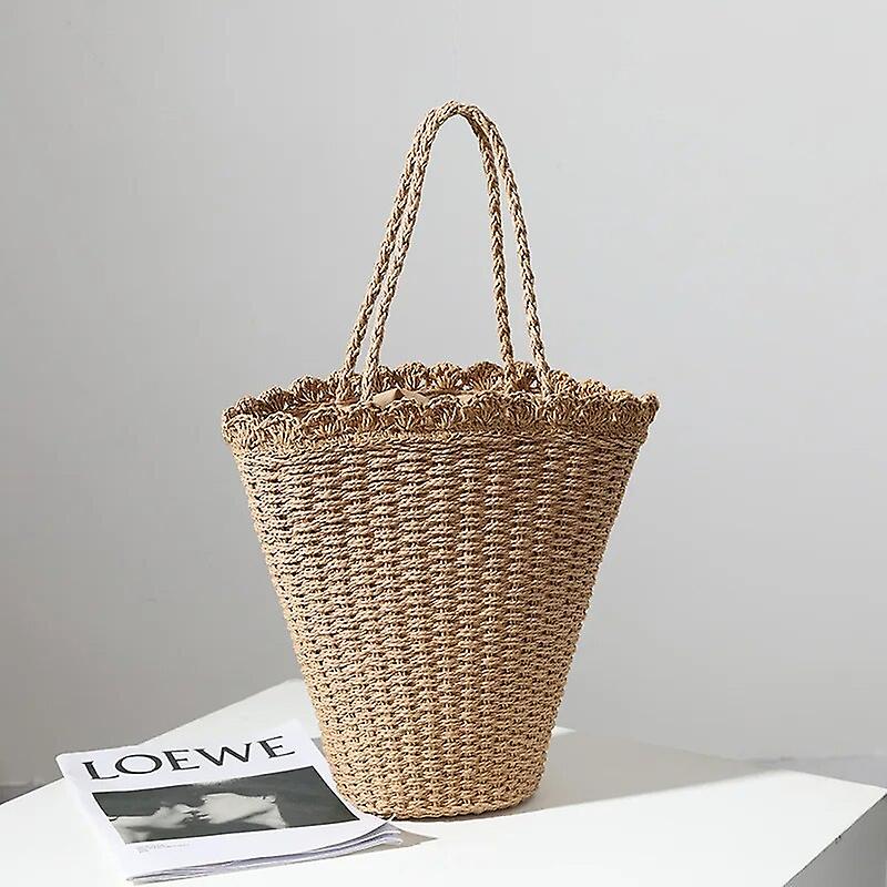 Nuovo A Forma di Ventaglio Paglia Tessuto Borsa A Tracolla Portatile Tessuto Borsa Da Spiaggia Vacanza Al Mare Grande Capacità