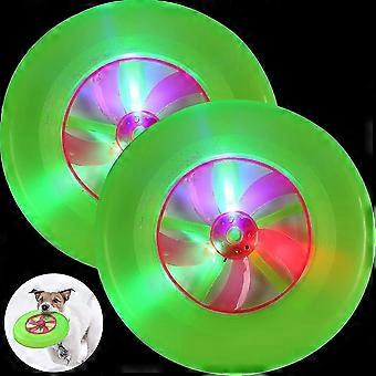2 Stück Taschenlampe Led Hund Disc Welpen Disc Spielzeug Hund Fliegende Scheiben mit langlebigem LED-Licht Mehrfarbiger Fliegender Hund Disc Spielzeug Welpen Interaktives Spielzeug