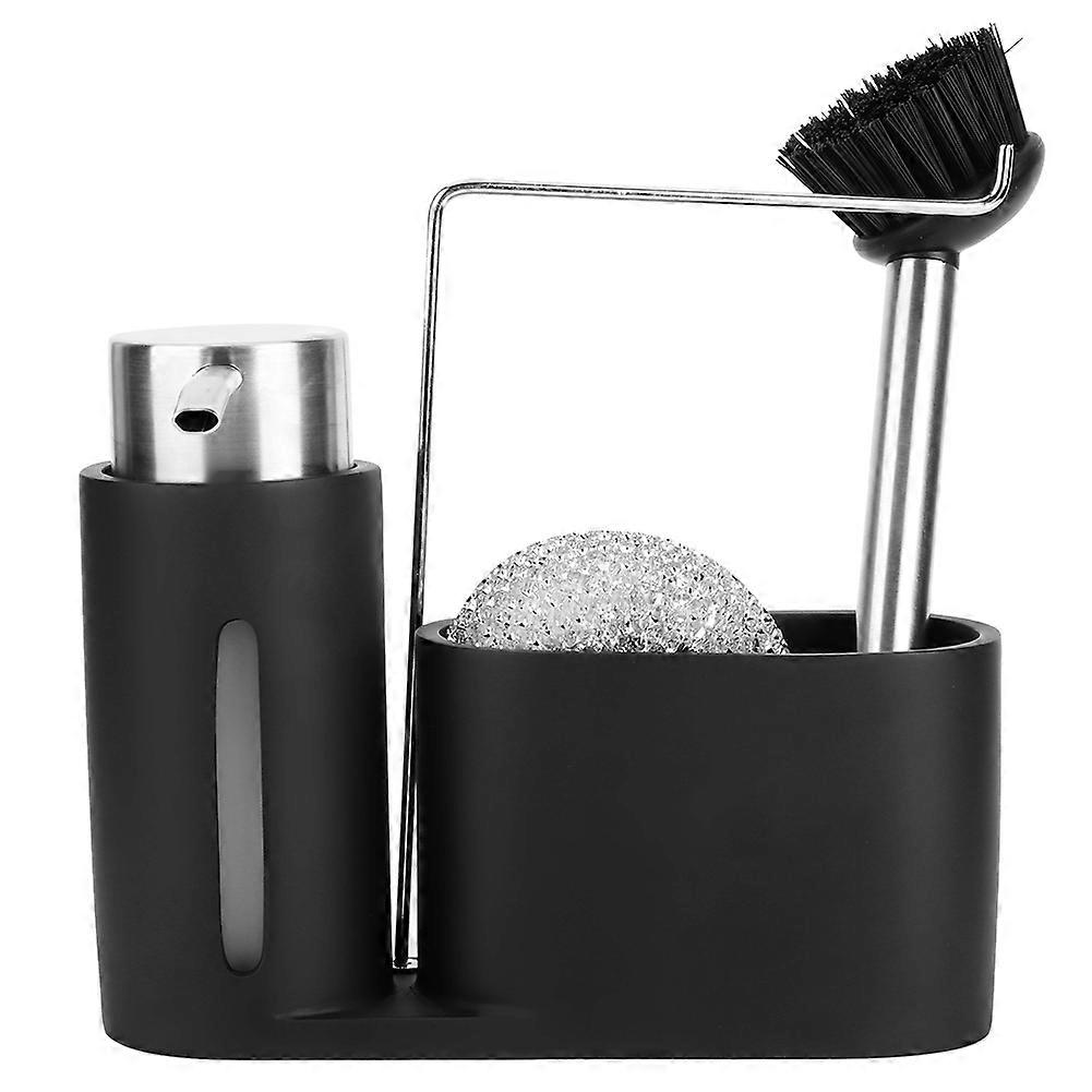 Kitchen Sink Tableware Detergent Dispenser Container Dish Cloth Rag Storage Rack Black