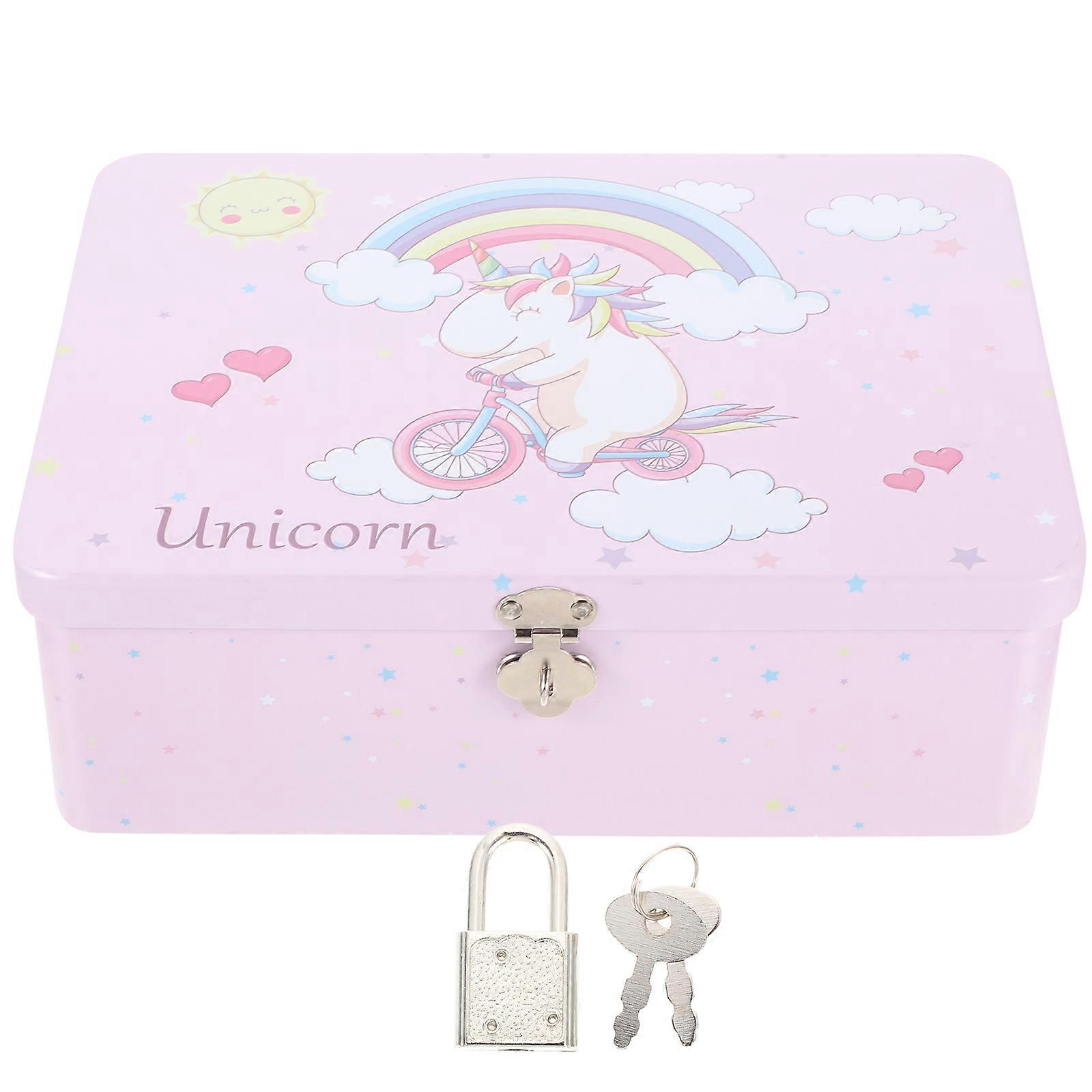 Decorative Tinplate Storage Box Tinplate Holder Desktop Tinplate Container with Lock