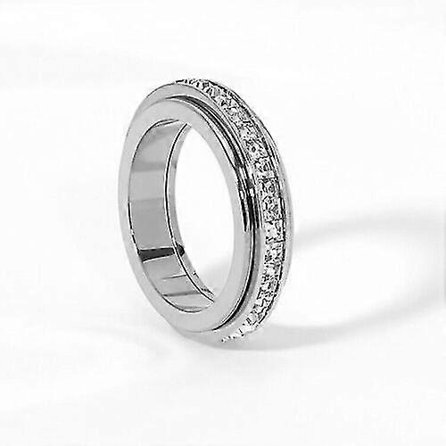 Simple Single Row Of Diamonds Can Turn The Ring Plated Full Of Stars Ring Women