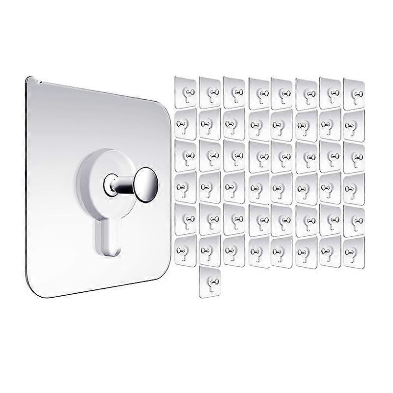 Wall Hangers Without Nails, Wall Hooks for Hanging, 50 Packs Adhesive Wall Hooks, Picture Hangers f